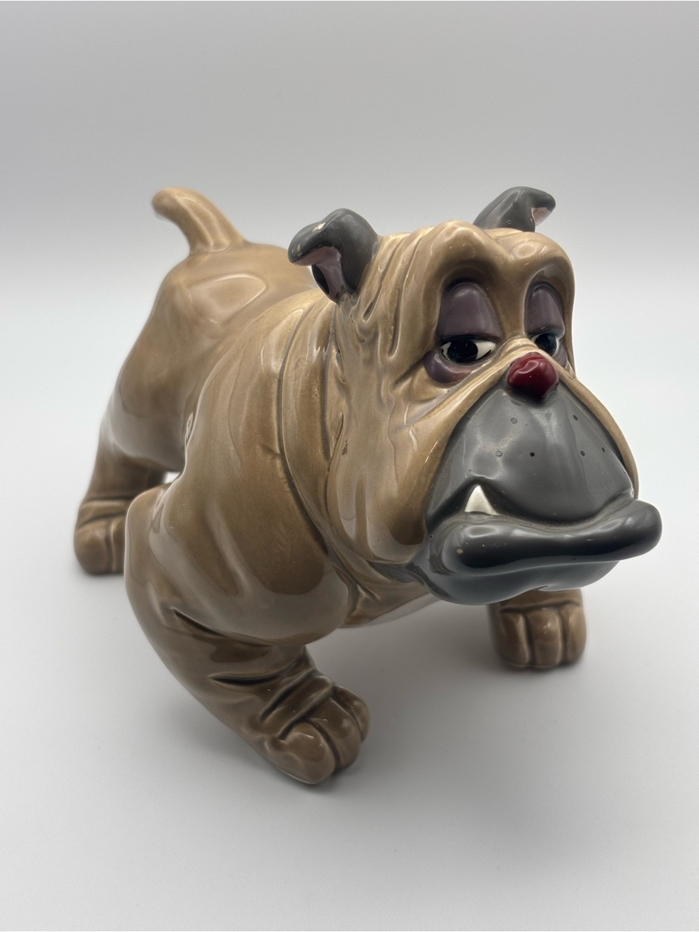 Walt Disney Oliver & Company Francis Bull Dog Ceramic Figurine Japan 1988 Rare